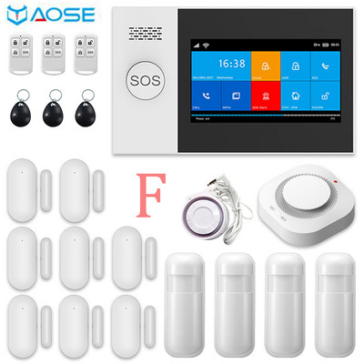 Σύστημα συναγερμού TUYA WIFI gsm για home smartlife Με κιτ ανιχνευτή καπνού Αισθητήρας πόρτας Κάρτα RFID Ασύρματο Ενσύρματο συναγερμό ασφαλείας