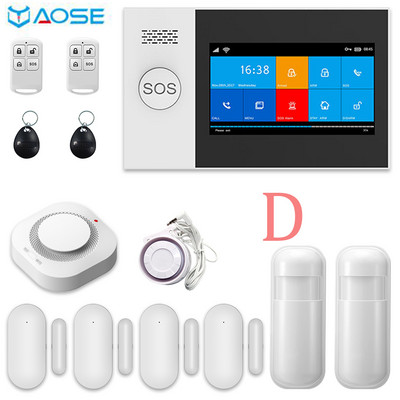 Σύστημα συναγερμού TUYA WIFI gsm για home smartlife Με κιτ ανιχνευτή καπνού Αισθητήρας πόρτας Κάρτα RFID Ασύρματο Ενσύρματο συναγερμό ασφαλείας