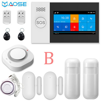 Σύστημα συναγερμού TUYA WIFI gsm για home smartlife Με κιτ ανιχνευτή καπνού Αισθητήρας πόρτας Κάρτα RFID Ασύρματο Ενσύρματο συναγερμό ασφαλείας