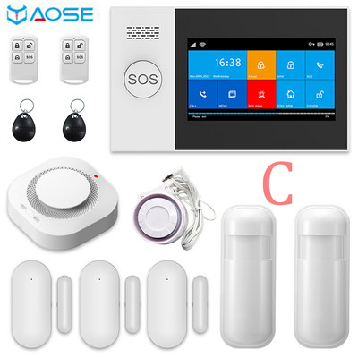 Σύστημα συναγερμού TUYA WIFI gsm για home smartlife Με κιτ ανιχνευτή καπνού Αισθητήρας πόρτας Κάρτα RFID Ασύρματο Ενσύρματο συναγερμό ασφαλείας