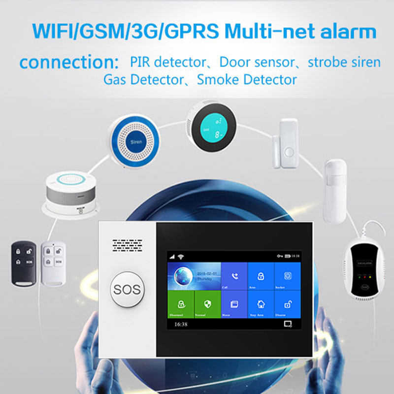 Σύστημα συναγερμού TUYA WIFI gsm για home smartlife Με κιτ ανιχνευτή καπνού Αισθητήρας πόρτας Κάρτα RFID Ασύρματο Ενσύρματο συναγερμό ασφαλείας
