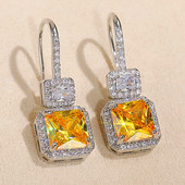 Huitan, cercei cu picătură cu zirconiu cubic, pătrați de prințesă superbă, pentru femei, pentru logodna de nuntă, accesorii elegante, bijuterii de modă