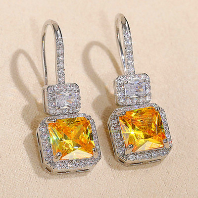 Huitan, cercei cu picătură cu zirconiu cubic, pătrați de prințesă superbă, pentru femei, pentru logodna de nuntă, accesorii elegante, bijuterii de modă
