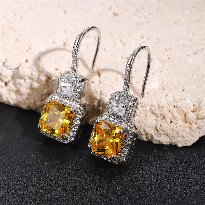 Huitan, cercei cu picătură cu zirconiu cubic, pătrați de prințesă superbă, pentru femei, pentru logodna de nuntă, accesorii elegante, bijuterii de modă