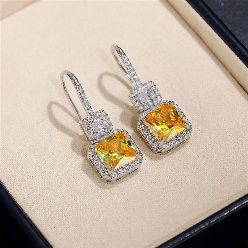 Huitan, cercei cu picătură cu zirconiu cubic, pătrați de prințesă superbă, pentru femei, pentru logodna de nuntă, accesorii elegante, bijuterii de modă