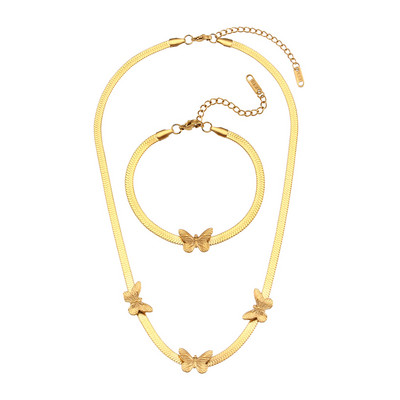 2022 új dizájn, aranyozott pillangó nyaklánc halszálkás lánc karkötők ékszerkészlet női parti nyilatkozat nyaklánc
