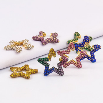 Itenice Rainbow Star Earcuffs Обеци за жени Цветен маншет с много обръчи от кристали Романтично сърце Бохо Щипки за уши на ухото