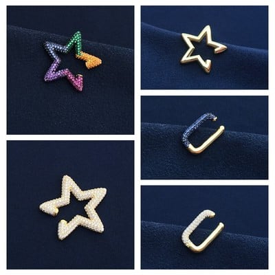 Itenice Rainbow Star Earcuffs Cercei pentru femei Colorate Multi-Hoop Strass Ureche Manșetă Inimă romantică Boho Clips pentru ureche