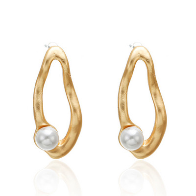 Minimalista arany színű fülbevaló fém nagy kör geometriai kerek nagy fülbevaló női lány esküvői parti ékszer nagykereskedés