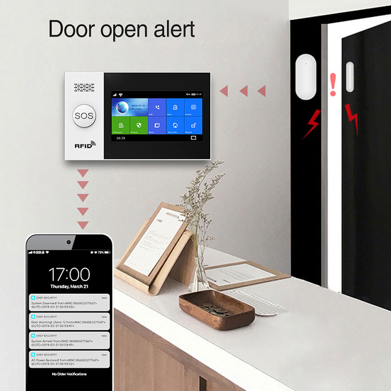 PG-107 Wifi Gsm Tuya nutikas koduvalvesüsteem Pir-liikumisanduriga ukseanduriga Rfid-kaardi turvalisuse traadita häirekomplektid