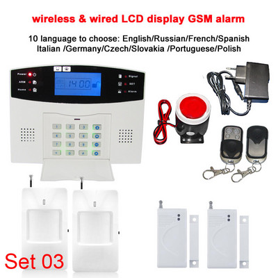 106 зонова LCD клавиатура, жична и безжична GSM алармена система, комплект за домашна охрана, Гласово ръководство, двупосочен домофон, безплатна доставка