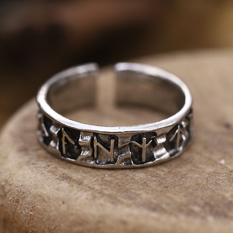 NOU Charm din oțel inoxidabil Odin Norse Viking Amulet Rune BĂRBAȚI Inel cuvinte de modă Bijuterii retro Cadouri reglabil