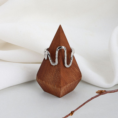 LIVVY Hot Fashion Ezüst színű, kifinomult ékszerek Elektrokardiogram, nyitott aszimmetriás szálkás szerelmi gyűrű nőknek 2021 divatos