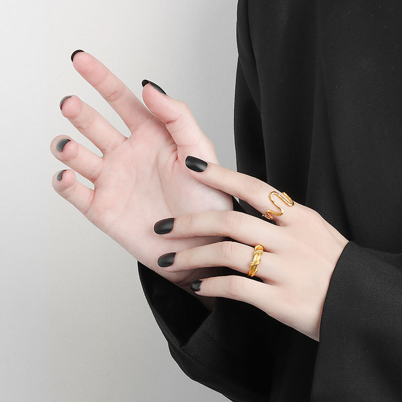 LIVVY Hot Fashion Ezüst színű, kifinomult ékszerek Elektrokardiogram, nyitott aszimmetriás szálkás szerelmi gyűrű nőknek 2021 divatos