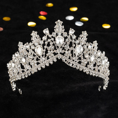KMVEXO Seturi de bijuterii de mireasă de cristal de culoare neagră la modă, diademe, cercei coroană, colier, rochie de mireasă, set de bijuterii