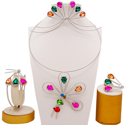 Dubai zlatne boje Setovi svadbenog nakita Ogrlice Naušnice Narukvice Prstenje Pokloni Vjenčani kostim Komplet nakita za žene