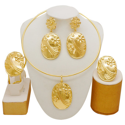 Dubai zlatne boje Setovi svadbenog nakita Ogrlice Naušnice Narukvice Prstenje Pokloni Vjenčani kostim Komplet nakita za žene