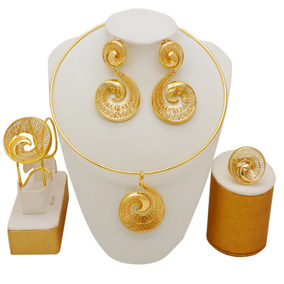 Dubai zlatne boje Setovi svadbenog nakita Ogrlice Naušnice Narukvice Prstenje Pokloni Vjenčani kostim Komplet nakita za žene