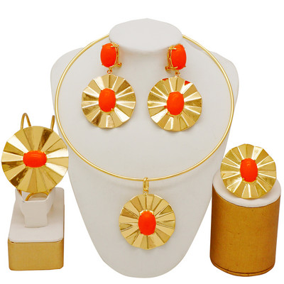 Dubai zlatne boje Setovi svadbenog nakita Ogrlice Naušnice Narukvice Prstenje Pokloni Vjenčani kostim Komplet nakita za žene