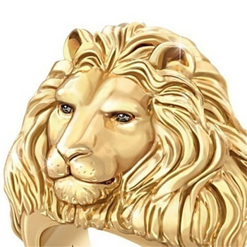 2023 Νέο Golden Lion Head Ring από ανοξείδωτο ατσάλι Cool Boy Band Party Lion Domineering ανδρικό δαχτυλίδι Χρυσό δαχτυλίδι κεφαλής Unisex κοσμήματα