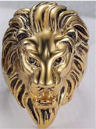 2023. aasta uus sõrmus Kuldse Lõvipeaga roostevabast terasest Lahedad poistebänd Peolõvi Domineeriv meeste sõrmus Kuldse Lõvipeaga sõrmus Unisex Ehted