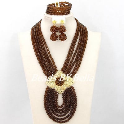 Seturi de bijuterii noi de mireasă roșii nigeriană, set de bijuterii din margele africane, colier de cadou de moda, livrare gratuită ABJ880