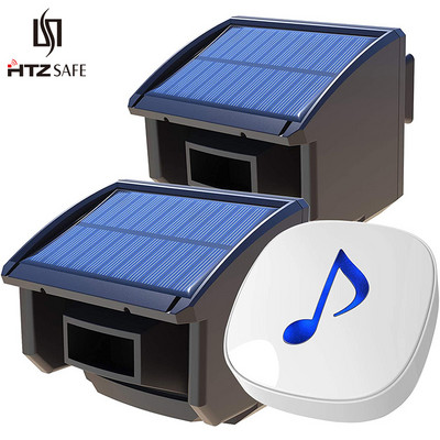 HTZSAFE 400 Meters Solar Wireless Driveway Alarm Outdoor Ανθεκτικό στις καιρικές συνθήκες Αισθητήρας κίνησης & ανιχνευτής DIY Σύστημα ειδοποίησης ασφαλείας