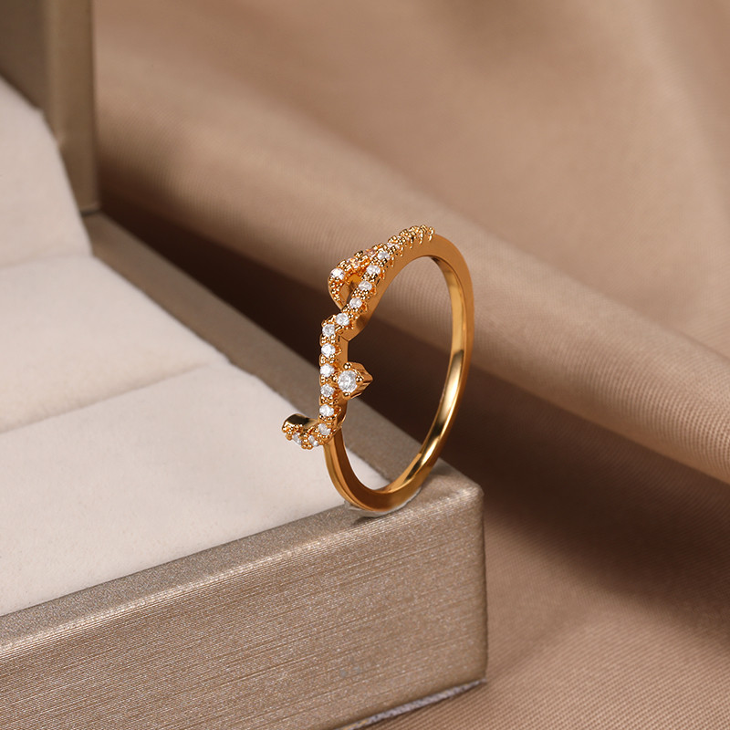 Divat Klasszikus Minimalizmus Rozsdamentes acél cirkon arab szerelmes gyűrű nőknek Romantikus kristálybáj ékszerek párnak esküvői ajándékok