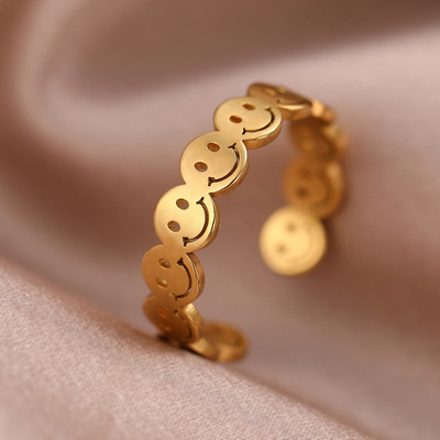 Inele din oțel inoxidabil smiley stele geometrice cruce inel elegant de deschidere la modă pentru femei bijuterii nuntă tendință cadouri fine pentru petreceri