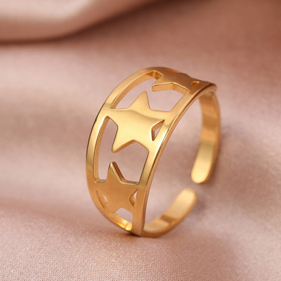 Inele din oțel inoxidabil smiley stele geometrice cruce inel elegant de deschidere la modă pentru femei bijuterii nuntă tendință cadouri fine pentru petreceri