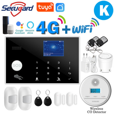 Tuya WiFi GSM alarm systém 4G alebo 2G inteligentný domáci bezpečnostný alarm proti vlámaniu 433MHz TFT obrazovka RFID dotyková klávesnica ovládanie APP