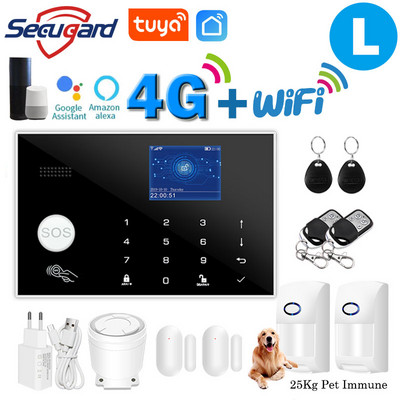 Tuya WiFi GSM alarm systém 4G alebo 2G inteligentný domáci bezpečnostný alarm proti vlámaniu 433MHz TFT obrazovka RFID dotyková klávesnica ovládanie APP