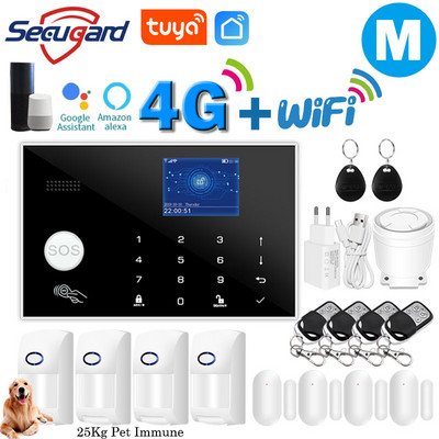 Tuya WiFi GSM alarm systém 4G alebo 2G inteligentný domáci bezpečnostný alarm proti vlámaniu 433MHz TFT obrazovka RFID dotyková klávesnica ovládanie APP
