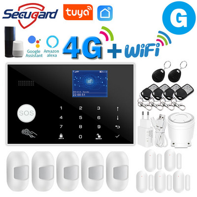 Tuya WiFi GSM alarm systém 4G alebo 2G inteligentný domáci bezpečnostný alarm proti vlámaniu 433MHz TFT obrazovka RFID dotyková klávesnica ovládanie APP