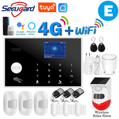 Tuya WiFi GSM alarm systém 4G alebo 2G inteligentný domáci bezpečnostný alarm proti vlámaniu 433MHz TFT obrazovka RFID dotyková klávesnica ovládanie APP