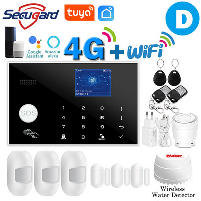 Tuya WiFi GSM alarm systém 4G alebo 2G inteligentný domáci bezpečnostný alarm proti vlámaniu 433MHz TFT obrazovka RFID dotyková klávesnica ovládanie APP