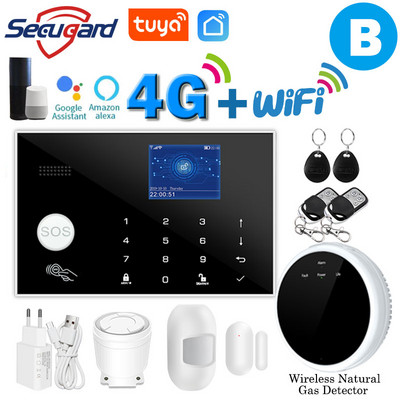 Tuya WiFi GSM alarm systém 4G alebo 2G inteligentný domáci bezpečnostný alarm proti vlámaniu 433MHz TFT obrazovka RFID dotyková klávesnica ovládanie APP
