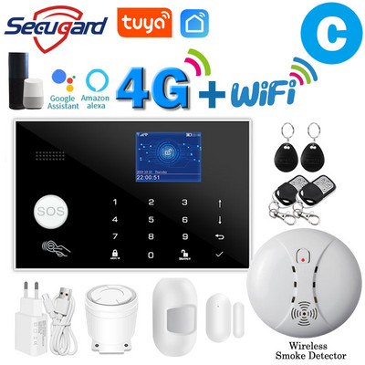 Tuya WiFi GSM alarm systém 4G alebo 2G inteligentný domáci bezpečnostný alarm proti vlámaniu 433MHz TFT obrazovka RFID dotyková klávesnica ovládanie APP