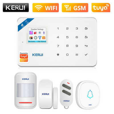 KERUI W181 Sistem de alarmă de securitate inteligentă pentru acasă Wireless WiFi GSM Aplicație de control Tuya Funcționare ecran color de 1,7 inchi Gazdă promptă vocală