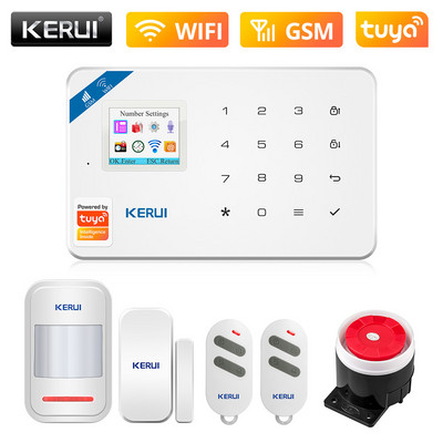 KERUI W181 Sistem de alarmă de securitate inteligentă pentru acasă Wireless WiFi GSM Aplicație de control Tuya Funcționare ecran color de 1,7 inchi Gazdă promptă vocală