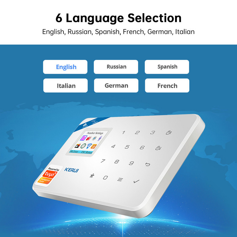 KERUI W181 Sistem de alarmă de securitate inteligentă pentru acasă Wireless WiFi GSM Aplicație de control Tuya Funcționare ecran color de 1,7 inchi Gazdă promptă vocală