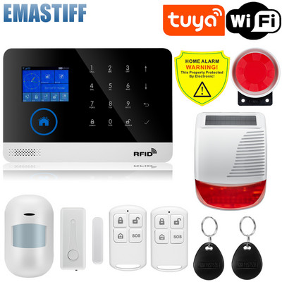 četveropojasni bežični tuya wifi gsm alarmni sustav TFT zaslon senzor vrata kućni sigurnosni alarmni sustavi Žičana sirena Kit SIM SMS alarm