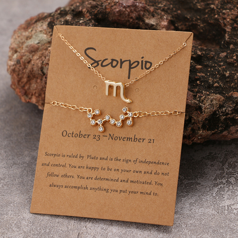 FNIO 2021 semn zodiacal elegant 12 constelații coliere brățară pandantiv cu lanț coliere brățară set de bijuterii pentru femei