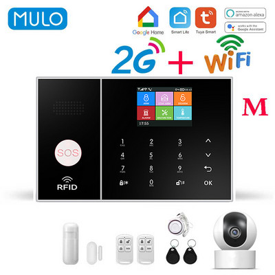 Sistem de alarmă MULO Wifi GSM pentru kit de sistem antiefracție de securitate fără fir pentru casă 2G Smart Life Control aplicația Tuya funcționează cu Alexa