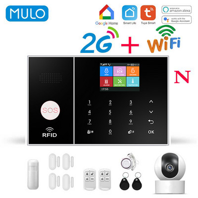 Sistem de alarmă MULO Wifi GSM pentru kit de sistem antiefracție de securitate fără fir pentru casă 2G Smart Life Control aplicația Tuya funcționează cu Alexa