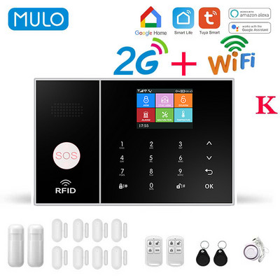Sistem de alarmă MULO Wifi GSM pentru kit de sistem antiefracție de securitate fără fir pentru casă 2G Smart Life Control aplicația Tuya funcționează cu Alexa