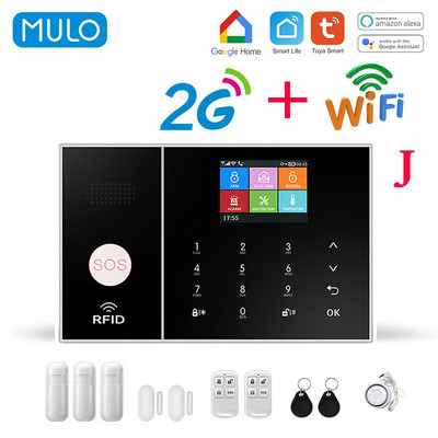 Sistem de alarmă MULO Wifi GSM pentru kit de sistem antiefracție de securitate fără fir pentru casă 2G Smart Life Control aplicația Tuya funcționează cu Alexa