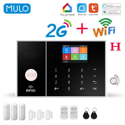 Sistem de alarmă MULO Wifi GSM pentru kit de sistem antiefracție de securitate fără fir pentru casă 2G Smart Life Control aplicația Tuya funcționează cu Alexa