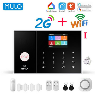 Sistem de alarmă MULO Wifi GSM pentru kit de sistem antiefracție de securitate fără fir pentru casă 2G Smart Life Control aplicația Tuya funcționează cu Alexa