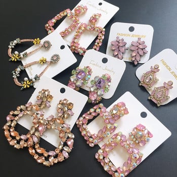 Ztech Korean Sweet Pink Vintage Drop Earring Bling Crystal Long Earring brincos pendientes Wholesale Statement Jewelry Bijoux